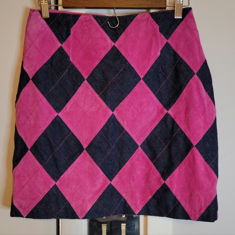 Suede & demin skirt